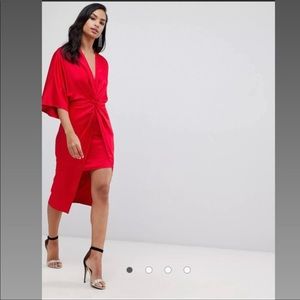 ASOS Satin Knot Front Kimono Midi Dress ♥️